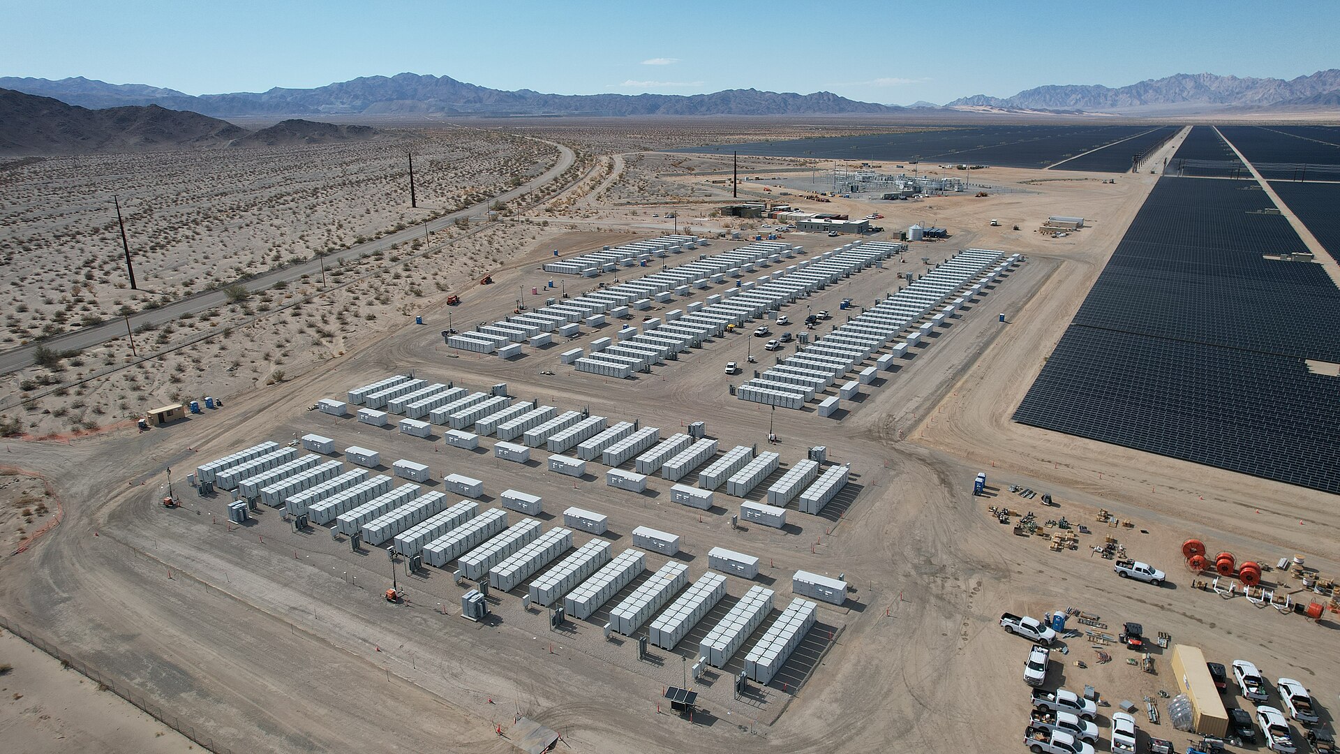 Aerial view of a large-scale solar power plant